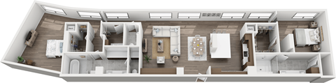 Floor plan for 2 beds, 2.5 baths, 1667 sqft